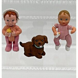 Vintage Fisher Price Loving Family Dollhouse Baby Girl Puppy Dog Dolls 90s
